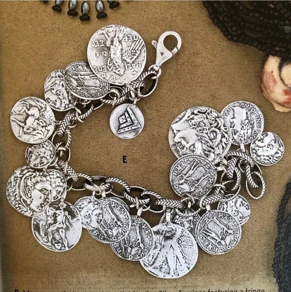 Silpada Sterling Silver Roman Coin Cha Cha Bracelet B1624